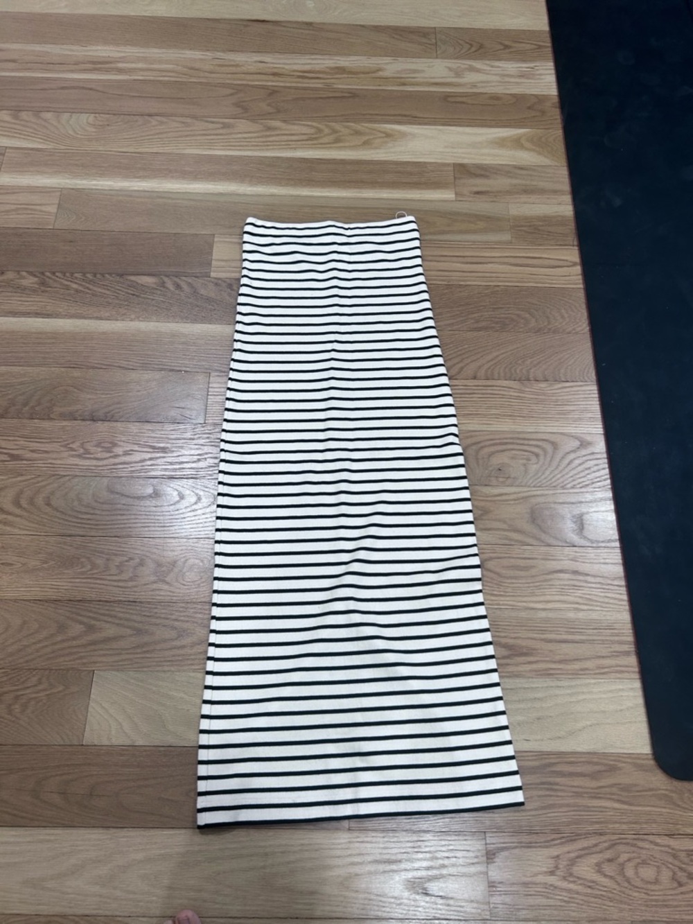 Striped Black and White Maxi Pencil strapless dress